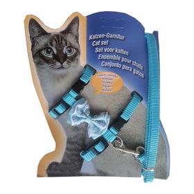 Markapet 20x32 cm Atlantik Papyonlu Turkuaz Kedi Göğüs Bel Tasması