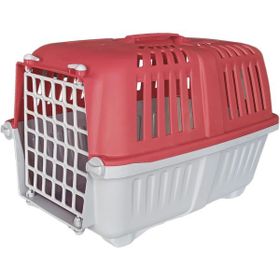 Markapet 28 x 44 x 32 cm Kırmızı Gri Sert Plastik Kedi Köpek Taşıma Çantası
