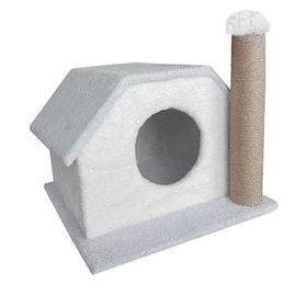 Markapet 33 x 40 x 45 cm Gri-Beyaz Tırmalamalı Kedi Kulübesi
