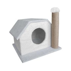 Markapet 33 x 40 x 45 cm Gri-Beyaz Tırmalamalı Kedi Kulübesi