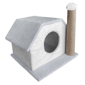 Markapet 33 x 40 x 45 cm Gri-Beyaz Tırmalamalı Kedi Kulübesi