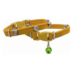 Markapet Midyeli 20-32 cm Sarı Kadife Kedi Boyun Tasması