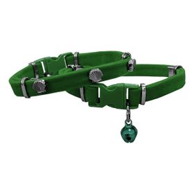Markapet Midyeli 20-32 cm Yeşil Kadife Kedi Boyun Tasması