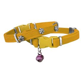 Markapet SF-KDFKRTNL-SR-DD05E Kar Taneli 20-32 cm Sarı Kadife Kedi Boyun Tasması