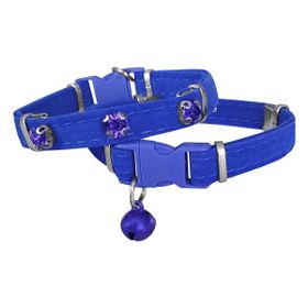 Markapet Taşlı 20-32 cm Mavi Kadife Kedi Boyun Tasması