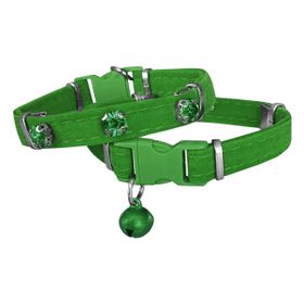 Markapet Taşlı 20-32 cm Yeşil Kadife Kedi Boyun Tasması
