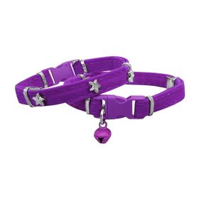 Markapet Yıldızlı 20-32 cm Mor Kadife Kedi Boyun Tasması