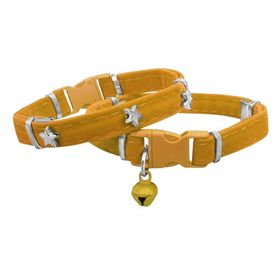 Markapet Yıldızlı 20-32 cm Sarı Kadife Kedi Boyun Tasması