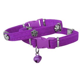 Markapet Yoncalı 20-32 cm Mor Kadife Kedi Boyun Tasması