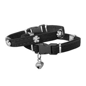 Markapet Yoncalı 20-32 cm Siyah Kadife Kedi Boyun Tasması