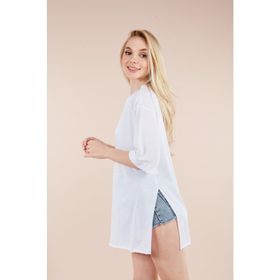 Markapia Beyaz Kadın Bisiklet Yaka Basic T-Shirt