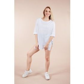 Markapia Beyaz Kadın Bisiklet Yaka Basic T-Shirt