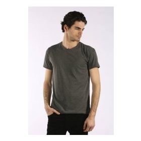Markapia Erkek Antrasit Basic Bisiklet Yaka T-shirt