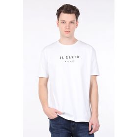 Markapia Erkek Beyaz Bisiklet Yaka T-Shirt