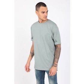 Markapia Erkek Gri Düz Bisiklet Yaka Oversize T-shirt