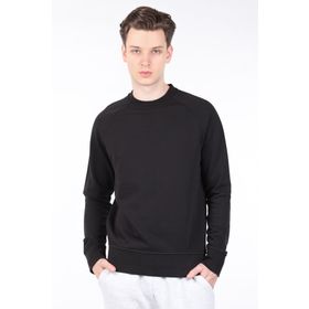 Markapia Erkek Siyah Düz Bisiklet Yaka Sweatshirt