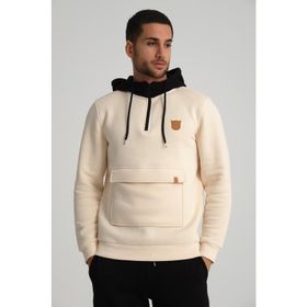Markapia Kanguru Cepli Ekru Erkek Kapüşonlu Sweatshirt