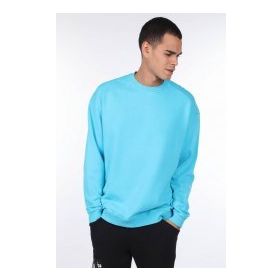 Markapia Oversize Mavi Erkek Bisiklet Yaka Sweatshirt