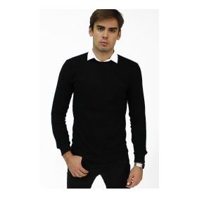 Markapia Siyah Erkek Bisiklet Yaka Sweatshirt