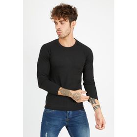 Markapia Siyah Erkek Bisiklet Yaka Sweatshirt