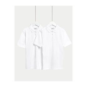 Marks & Spencer 2'li Saf Pamuklu Polo Yaka Beyaz Kız Çocuk T-Shirt