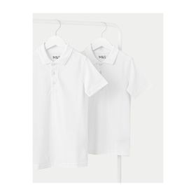 Marks & Spencer 2'li Saf Pamuklu Polo Yaka Beyaz Kız Çocuk T-Shirt