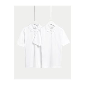 Marks & Spencer 2'li Saf Pamuklu Polo Yaka Beyaz Kız Çocuk T-Shirt