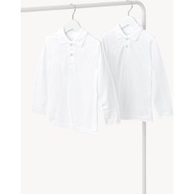 Marks & Spencer 2'li Saf Pamuklu Polo Yaka Beyaz Kız Çocuk T-Shirt