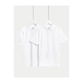 Marks & Spencer 2'li Saf Pamuklu Polo Yaka Beyaz Kız Çocuk T-Shirt