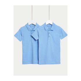 Marks & Spencer 2'li Saf Pamuklu Polo Yaka Beyaz Kız Çocuk T-Shirt