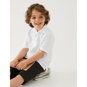 Marks & Spencer 2'li Saf Pamuklu Polo Yaka Beyaz Kız Çocuk T-Shirt