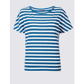 Marks & Spencer Çizgili Kısa Kollu Bayan T-shirt