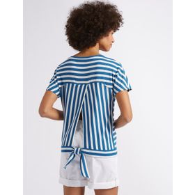 Marks & Spencer Çizgili Kısa Kollu Bayan T-shirt