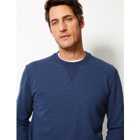 Marks & Spencer Saf Pamuklu Yuvarlak Yaka Erkek Sweatshirt