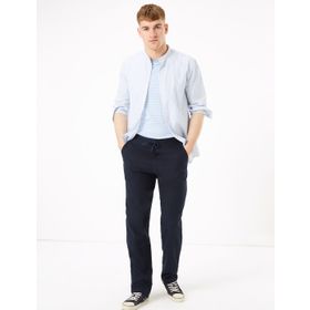 Marks & Spencer Siyah Bayan Keten Regular Fit Pantolon