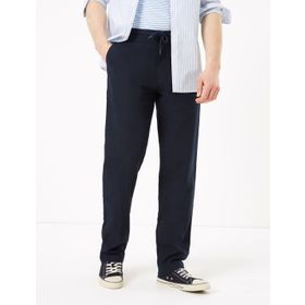 Marks & Spencer Siyah Bayan Keten Regular Fit Pantolon