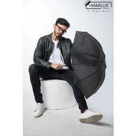 Marlux M21MAR077R002 Siyah Gri Ekose Unisex Yarasa Tip Kırılmaz Şemsiye