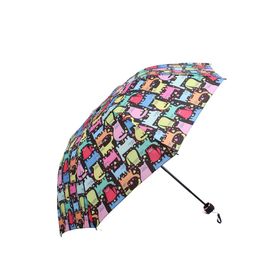 Marlux M21MAR605R01 Renkli Kedi Desenli 8 Telli Manuel Rüzgara Dayanıklı Şemsiye
