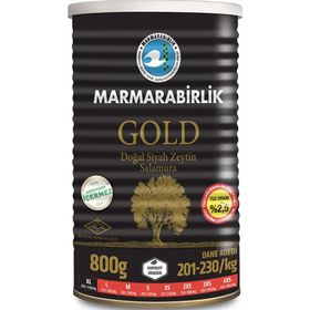 Marmara Birlik Xl Gold Salamura Siyah Zeytin 201-230 800 Gr Teneke