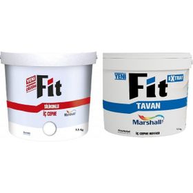 Marshall Kuzey Yıldızı 3.5 kg Fit Silikonlu İç Cephe Boyası Marshall 3.5 kg Fit Extra Tavan Boyası ve İzmir Fırça Boyama Seti