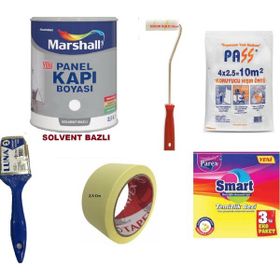 Marshall Solvent Bazlı 2.5 lt + 6'lı Boyama Seti Gri Kayrak Renk İç Cephe Boyası