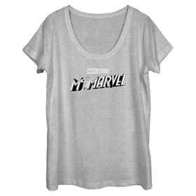 Marvel Athletic Heather Kısa Kollu Siyah ve Beyaz Kadın T-shirt