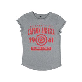 Marvel Avengers Classic Captains Property Tekerlekli Melanj Gri Kadın T-shirt