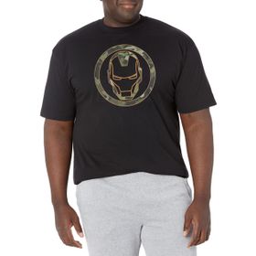 Marvel Big & Tall Avengers Klasik Demir Kamuflaj Üst Kısa Kollu Siyah Erkek T-shirt