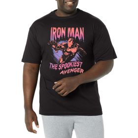 Marvel Big & Tall Avengers Klasik Ürkütücü Demir Adam Üst Kısa Kollu Siyah Erkek T-shirt