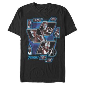 Marvel Big & Tall Avengers Panel Shot Üst Kısa Kollu Siyah Erkek T-shirt