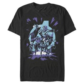 Marvel Big & Tall Avengers Pop Art Üst Kısa Kollu Siyah Erkek T-shirt