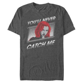 Marvel Big & Tall Black Widow Never Catch Me Black Erkek T-shirt