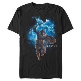Marvel Big & Tall Cap Worthy Black Erkek T-shirt