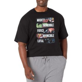 Marvel Big & Tall Classic Char Adjectives Black Erkek T-shirt